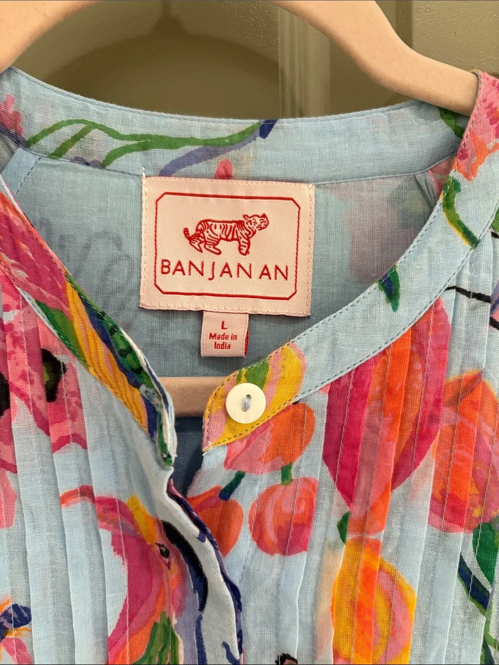 Banjanan Light Blue Maxi Dress with Multicolor Tropical Print - Picture 2 of 4